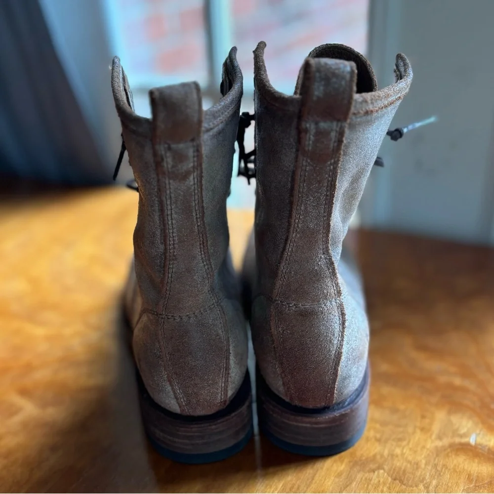 Frye Veronica Rustic Lace Up Leather Combat Boots - Picture 5 of 9